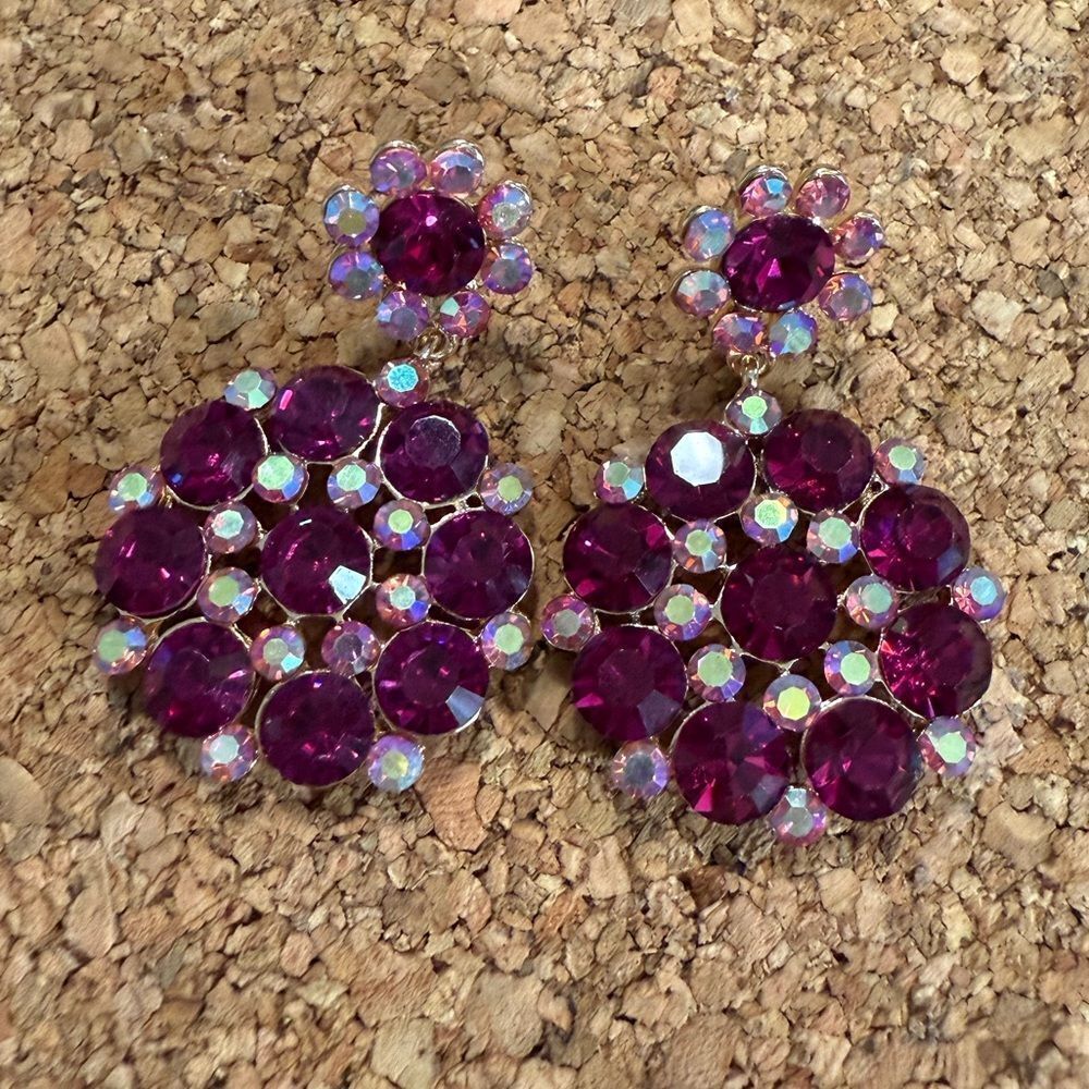 NEW Nordstrom Tasha Rhinestone Flower Drop Earrings - Picture 3 of 7